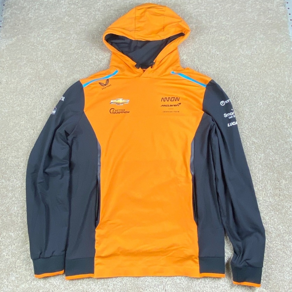 Castore Arrow McLaren IndyCar Team Hoodie Mens Medium Orange Grey Racing Jacket